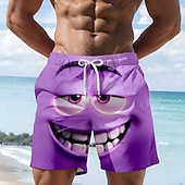 ieftine Retro Vintage &amp; Etică-Bărbați 3D Print Desene 3D Față zâmbitoare Boxeri înot Pantaloni Scurți de Înot Pantaloni Scurti Talie medie Hawaiană Amuzant Vacanta la plaja Buzunare laterale Căptușeală din plasă Talie elastică cu