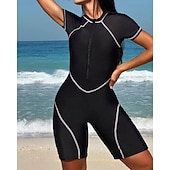 halpa One Pieces Rash Guards-Naisten Vakio Ihottumissuoja One Pieces -ihottumasuojat Uimapuku Värien estäminen Sulkea jnk vetoketju UV suoja Elastinen Lyhythihainen Uima-asut Kokopuku Lainelautailu Sukellus Uinti Kesä