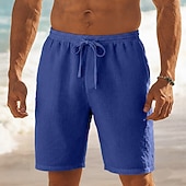 cheap Retro-Men's Shorts Summer Shorts Beach Shorts Baggy Shorts Drawstring Elastic Waist Straight Leg Plain Comfort Breathable Short Casual Daily Outdoor Classic Style Retro Vintage Black White Inelastic