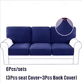 abordables Funda para asientos y reposabrazos de sofá-Juego de fundas de cojín de sofá elásticas de lujo minimalistas, funda completa, funda de sofá elástica antideslizante para sofá de 2/3 plazas