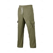 abordables pantalons décontractés-Homme Pantalons Pantalon en velours côtelé Pantalons Amples Pantalon décontracté Taille Élastique Jambe Droite Couleur Unie Confort Évacuation de l'Humidité Longueur complète Occasionnel Quotidien