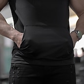 お買い得  ランニングTシャツとタンクトップ-男性用 ソリッド ワークアウトタンクトップ ランニングタンクトップ ランニングベスト ジム用タンクトップ 夏 春 秋 フード付き ノースリーブ 速乾性 ビデオ圧縮 吸汗性 ジム ジムトレーニング アクティブトレーニング ランニング 運動 ブラック スポーツウェア アクティブウェア