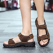 billige Utendørs sandaler-Brune herresandaler med borrelås, fritidssko for utendørs bruk, perfekt for sommerferier og stranddager