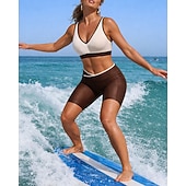 abordables Surfing Tankinis &amp; Bikinis-Mujer Conjuntos de bikini Traje de baño 2 Piezas Bloqueo de color Protección UV Elástico Sin Mangas Bañadores Traje de baño Surf Buceo Natación Verano
