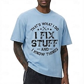economico Magliette divertenti da uomo-Divertente maglietta da tuttofare per uomo, questo è ciò che faccio, riparo cose e so le cose, maglietta in cotone lavato e rovinato, abbigliamento da meccanico riparatore, abbigliamento s m l xl xxl