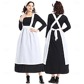  250º Aniversario de EE. UU. Siglo 19 década de 1800 Hasta el Tobillo Vestido de la pradera Conjunto de gorro y delantal Larga Chica pionera Colonial Pionero Guerra Revolucionaria Disfraz Mujer