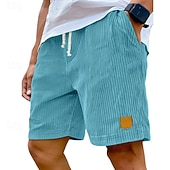 economico Pantaloncini casual-Per uomo Pantaloncini Estivi Pantaloncini casual Pantaloncini di velluto a coste Tasca Coulisse Elastico in vita Semplice Comodità Traspirante Corto All'aperto Vacanza Canotta sportiva Casual Nero