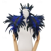 Χαμηλού Κόστους αξεσουάρ-Καρναβάλι 2026 αξεσουάρ σάμπα καρναβάλι του Ρίο γοτθικό κολάρο με φτερά &amp;Σετ μανσετών καρπού cosplay, κοστούμι φεστιβάλ Βραζιλίας