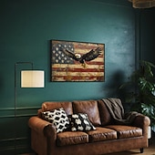  Bald Eagle und amerikanische Flagge Wandkunst - patriotisches Gemälde Leinwanddruck gerahmt oder ungerahmt bereit zum Aufhängen