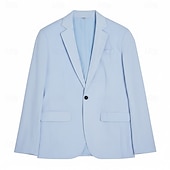 cheap Linen Blazer-Men's Linen Blazer Sport Coat Notch Collar Fashion Casual Solid Colored Linen Blazer Dark Khaki Light Blue Tailored Fit Single Breasted One-button