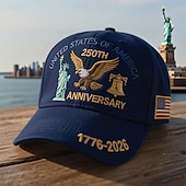  cappello ricamato per il 250° anniversario degli Stati Uniti, 1776-2026, aquila, statua della libertà &campana, cappello da baseball patriottico con toppa della bandiera americana semiquincentenario