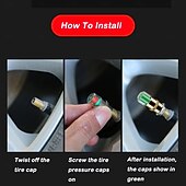 olcso Járműszolgáltatás-4 db gumiabroncsnyomás-ellenőrző szelepszár-sapka, 2,4 bar 36 psi autó gumiabroncsnyomás-ellenőrző érzékelő kijelző 3 színű szemriasztással, univerzális szelepszár-sapkák autókhoz