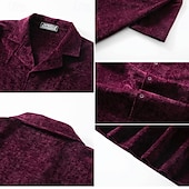 お買い得  メンズスマートカジュアルシャツ-男性用 シャツ カジュアルシャツ ボタンアップシャツ バーガンディー アプリコット コーヒー 半袖 平織り キューバンカラー カジュアル 日常 衣類 エレガント ファッション カジュアル