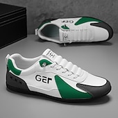 levne Pohodlné šněrovací boty-Pánské černo-béžové golfové tenisky, sportovní a pohodlné, ideální na golfová hřiště a aktivní pobyty