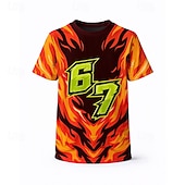 cheap Boy's 3D Funny Humor-Unisex Boys' 3D Graphic Color Gradient Funny Slang 67 T shirt Tee Short Sleeve 3D Print Summer Spring Sports Fashion Streetwear Kids 4-12 Years Crew Neck Casual Daily Outdoor Regular Fit