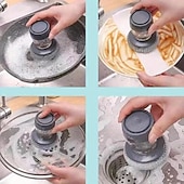 levne Čistící prostředky-1 kartáč na nádobí s dávkovačem mýdla se 7 náhradními díly, kartáč na nádobí s dávkovačem mýdla, multifunkční čisticí nástroj lisovacího typu, prostorově úsporný čistič kuchyně/koupelny/grilu na