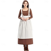  250º Aniversario de EE. UU. Siglo 19 década de 1800 Hasta el Tobillo Vestido de la pradera Conjunto de gorro y delantal Larga Chica pionera Colonial Pionero Guerra Revolucionaria Disfraz Mujer