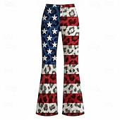  250-jähriges Jubiläum USA Retro Vintage 1970er Hose Schlaghosen Hippie Disco Hohe Taille Kostüm Damen Maskerade 4. Juli Party Unabhängigkeitstag Erwachsene Hose