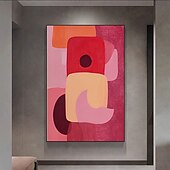 cheap Abstract Paintings-Minimalist Bold Color Field Painting Abstract Red and Pink Poster Modern Contemporary Painting Statement Decor Vibrant Dopamine Decor