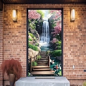 abordables Bannières de Garage et de Porte-Bannière 3D représentant une vieille ruelle, des escaliers en pierre, une vue de rue méditerranéenne, un rideau de porte réaliste et pittoresque, idéal pour la décoration de votre porte d'entrée.