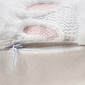 cheap Throw Pillows &amp; Covers-Easter Themed Soft Plush Bunny Pattern Throw Pillow for Home Decor White Pink 18x18 Inch