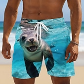 Χαμηλού Κόστους Ζώα &amp; Πουλιά-Ανδρικά Ζώο Ιπποπόταμος Σφραγίδα Μαγιό Βερμούδα Σορτσάκια Κολύμβησης Σορτς παραλίας Μεσαία Μέση Αστείος Χαβανέζα Διακοπές στην παραλία Πλαϊνές τσέπες Διχτυωτή επένδυση Ελαστική μέση με κορδόνι
