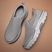 voordelige Slip-On Casual Schoenen-Grijze instapschoenen voor heren, lichtgewicht en ademend gebreid bovenwerk, comfortabele zool met demping, moderne casual stijl voor dagelijks gebruik en reizen.