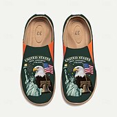 voordelige Vrouwenschoenen-Verenigde Staten 250e Jubileum Dames USA Gedrukte Brede Slip-On Schoenen – Lichtgewicht Wandelschoenen Patriottische Stedelijke Casual Stijl voor Straatmode Festivals Reizen  Dagelijks Gebruik