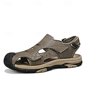 ieftine sandale de exterior-Sandale bărbătești kaki pentru exterior, protecție cu vârful închis, sistem de ajustare, stil ușor și confortabil pentru drumeții, camping și purtare zilnică