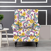 preiswerte Bezug für Ohrensessel-Ohrensesselbezug, floral gestreift, geometrisch bedruckt, Polyester-Überzug, Komplettbezug, moderner faltbarer Stuhl im koreanischen Stil, Sitzschutz, Sesselbezug
