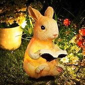 tanie Lampy Ścienne Zwenętrzne-zasilana energią słoneczną żywiczna lampa ogrodowa w kształcie królika, kreatywne światło dla zwierząt, wodoodporna, zewnętrzna, willa, trawnik, ścieżka, dekoracja na przyjęcie wielkanocne