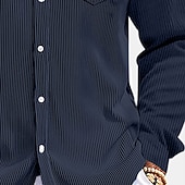 ieftine Cămăși casual inteligente pentru bărbați-Bărbați Cămașă Textură Cămașă casual Cămasă Corduroy Camașă cu nasturi Negru Alb Vișiniu Bleumarin Trifoi Manșon Lung Simplu Guler Cămașă Casual Zilnic Buzunar frontal Îmbrăcăminte Elegant Mod