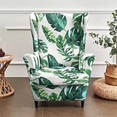 cheap Wingback Chair Cover-Wingback Chair Cover Floral Striped Geometric Printed Polyester Slipcover Full Cover Modern Foldable Fashion Korean Style Chair Protector Seat Cover Armchair Cover