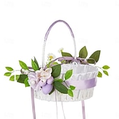 billige Originale leker-2-pakke påske fruktkurver vårutflukt håndholdt blomsterkurv vestlig stil bryllup blomsterdreng sprer blomsterkurv veving bryllup godteriblomstkurv