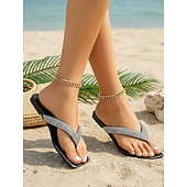 Χαμηλού Κόστους Γυναίκες-Γυναικείες κομψές καλοκαιρινές σαγιονάρες με στρας - ευέλικτα, ελαφριά, λαμπερά σανδάλια - μοντέρνα στρινγκ για παραλία για αποδράσεις σε νησιά και καλοκαιρινές βόλτες