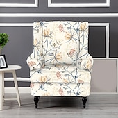 preiswerte Bezug für Ohrensessel-Ohrensesselbezug, floral gestreift, geometrisch bedruckt, Polyester-Überzug, Komplettbezug, moderner faltbarer Stuhl im koreanischen Stil, Sitzschutz, Sesselbezug