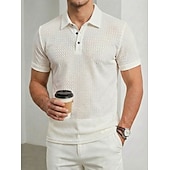 economico Polo classica da uomo-Per uomo Polo a maglia intrecciata Polo da Golf Casuale Affari Bavero Colletto Polo a Coste Manica Corta Essenziale Moderno Blocco di colori Testurizzato Jacquard Bottoni Primavera Primavera &amp; Estate