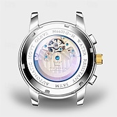 abordables Montres mécaniques-Montre homme Olevs neuve, élégante et fonctionnelle, avec affichage des phases de la lune, du calendrier, de l'heure sur 24 heures et du jour de la semaine. Montre mécanique automatique multifonctions