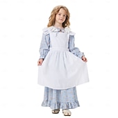  250-årsjubileum i USA Kostymer i kolonistil 1800-tallet Prærie kjole Sett med panser og forkle Lange Ermer Pionerjente Kostymer i kolonistil Revolusjonskrigen Blomstret Kostyme Jente Halloween