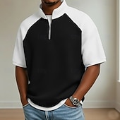  Férfi Gofris pólóingek Hétköznapi Szabadság Álló gallér Rövid ujjú Alap Modern Kockás Színes Színes Gombok Nyár Tavasz Laza fit Medence Fekete Sötétkék Bíbor Lóhere Szürke Gofris pólóingek