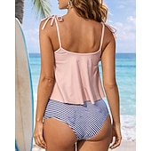 Χαμηλού Κόστους Surfing Tankinis και Bikinis-Γυναικεία Πρότυπο Μαγιό 2 τεμάχια Μπικίνι με ψηλή μέση Ριγέ Κοντό πόδι Γρήγορο Στέγνωμα Έλεγχος κοιλιάς Ελαστικό Αμάνικο Μαγιό Σέρφινγκ Παραλία Κολύμβηση Καλοκαίρι