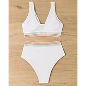 baratos Surfistas Tankinis &amp; Bikinis-Women's Regular Surfing Tankinis &amp; Bikinis Bathing Top 2 Pieces Geometric Open Back UV Protection Elastic Sleeveless Swimwear Surfing Diving Swimming Summer