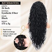 baratos Rabos-de-Cavalo-Aplique de rabo de cavalo longo, preto e cacheado, com presilha e cordão, 66 cm (26 polegadas), sintético, em camadas e com volume, para mulheres.