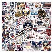  55 патриотических наклеек к 250-летию независимости, виниловые водонепроницаемые наклейки с американским флагом для бутылок с водой, украшения для ноутбуков ко Дню независимости 4 июля.