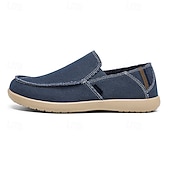 cheap Slip-On Casual Shoes-Men's Beige Canvas Slip-On Shoes, Soft Lightweight Construction, Minimalist Casual Style, Suitable for Everyday Wear, Travel &amp; Leisure