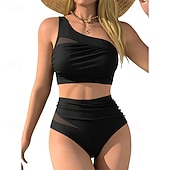 cheap Surfing Tankinis &amp; Bikinis-Women's Bikini Sets Bathing Suit 2 Pieces UV Protection Elastic Sleeveless Swimwear Swimsuit Surfing Diving Swimming Summer