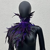 economico Accessori-Accessori Samba Carnevale 2026 Rio Carnevale Mantello Stola Piume Bianche Donna con Collo Alto Costume per Festival in Brasile