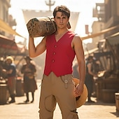 billige Kostymer for menn-Haveventyrer Stråhattpirat Cosplay kostyme Drakter Anime for Herre Voksne Halloween Karneval Maskerade Feriereise Ytelse Comic Con