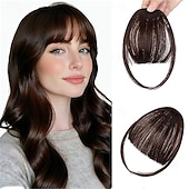 economico Frange-frangia a clip, frangia sottile, fermaglio per capelli, frangia finta naturale, frangia con tempie, posticci per donne, frangia finta con clip, extension per capelli da indossare tutti i giorni, nero