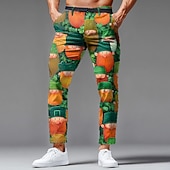  Calças Masculinas do Dia de São Patrício com Charme de Cartum Leprechaun Calças de Vestir Calças de Terno Cintura Média Vintage Retro Férias Calças Ajustadas com Bolsos Primavera Outono Impressão 3D